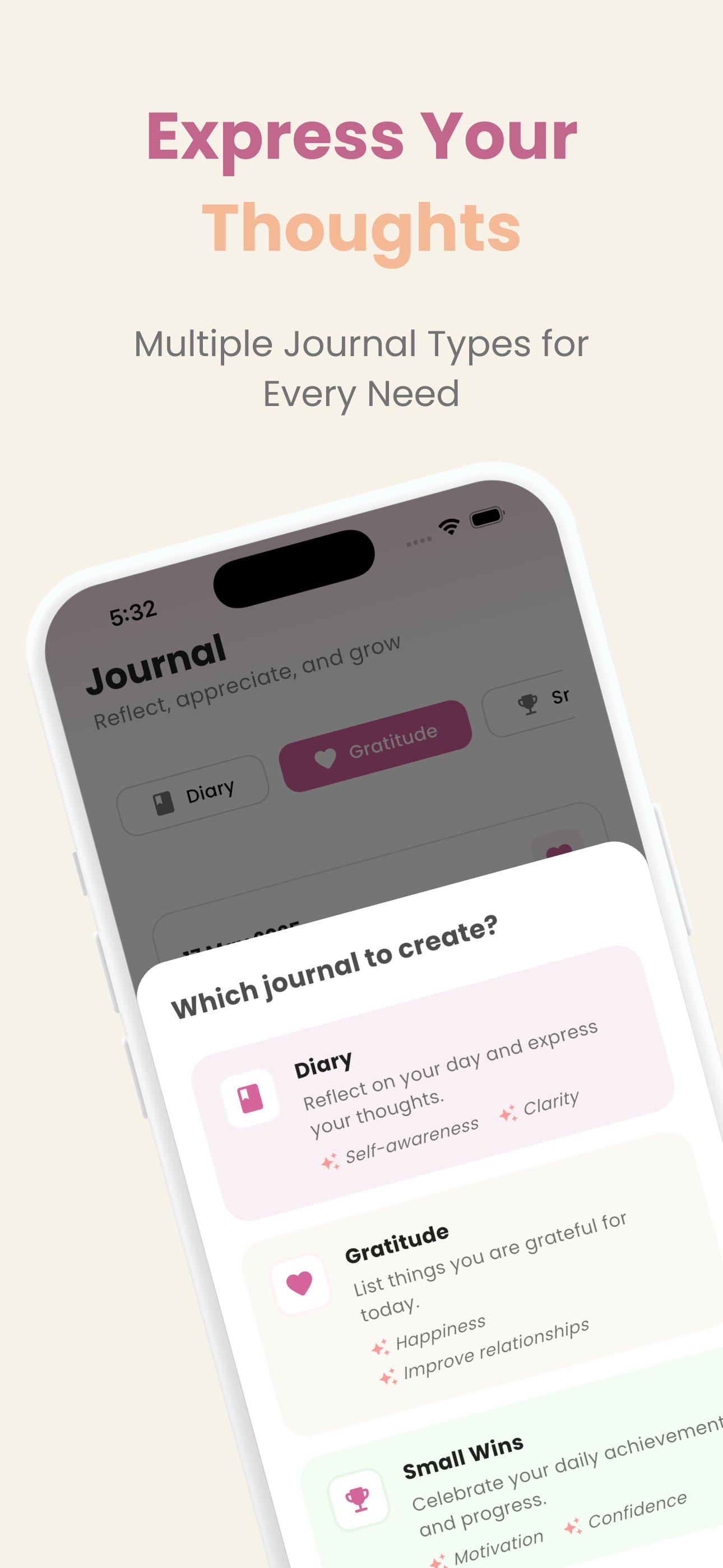 NeuroPeace App Screenshot - Journaling Feature
